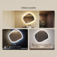 Specchio da bagno con illuminazione, 104x94 cm, bicolore, interruttore tattile