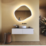 Specchio da bagno con illuminazione, 104x94 cm, bicolore, interruttore tattile