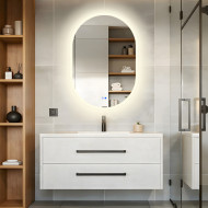 Specchio da bagno illuminato, 100x70 cm, bicolore, interruttore sensibile, copertura riscaldante