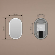 Specchio ovale a LED - 50x80/80x50 cm con cornice in alluminio dorato