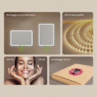 Specchio arrotondato a LED - 120x70/70x120 cm con cornice in alluminio dorato