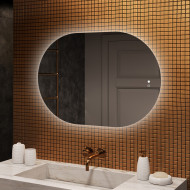 Specchio da bagno illuminato, 100x70 cm, bicolore, interruttore tattile, tappeto riscaldante