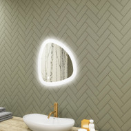 Specchio irregolare illuminato, 54x54 cm, bicolore, interruttore tattile, tappeto riscaldante