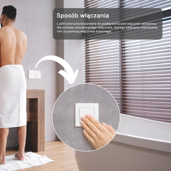 60x60 cm Okrągłe Lustro Łazienkowe Podświetlane 60cm z barwą neutralną 4500K