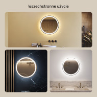 60x60 cm Okrągłe Lustro Łazienkowe Podświetlane 60cm z zimną barwą LED 7000K