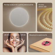 80x80 cm Okrągłe Lustro Łazienkowe Podświetlane 80cm z zimną barwą LED 7000K