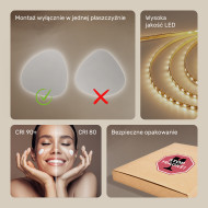 54x54 cm Lustro nieregularne podświetlane dekoracyjne LED 54x54cm z zimną barwą LED 7000K