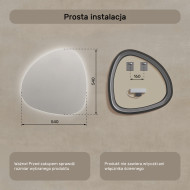 54x54 cm Lustro nieregularne podświetlane dekoracyjne LED 54x54cm z zimną barwą LED 7000K
