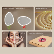 64x94 cm Lustro nieregularne z podświetleniem, 64x94cm, Dual color, Włącznik dotykowy