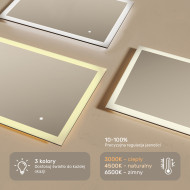 100x70 cm Zaokrąglone lustro do łazienki z oświetlenim LED, 100x70cm, Dual color, Włącznik dotykowy