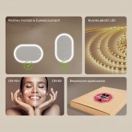 80x50 cm Podświetlane lustro do łazienki, 80x50cm, Dual color, Włącznik dotykowy