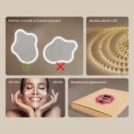 74x94 cm Lustro nieregularne z podświetleniem, 74x94cm, Dual color, Włącznik dotykowy, Mata grzewcza