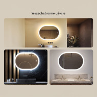 100x70 cm Podświetlane lustro do łazienki, 100x70cm, Dual color, Włącznik dotykowy, Mata grzewcza