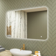 100x70 cm Zaokrąglone lustro do łazienki z oświetlenim LED, 100x70cm, Dual color, Włącznik dotykowy