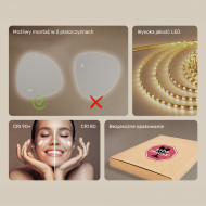 84x84 cm Lustro nieregularne z podświetleniem, 84x84cm, Dual color, Włącznik dotykowy, Mata grzewcza