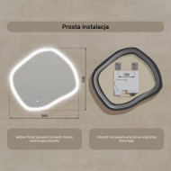 94x84 cm Lustro nieregularne z podświetleniem, 94x84cm, Dual color, Włącznik dotykowy