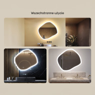 104x94 cm Lustro łazienkowe z oświetleniem, 104x94cm, Dual color, Włącznik dotykowy, Mata grzewcza