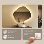 104x94 cm Lustro łazienkowe z oświetleniem, 104x94cm, Dual color, Włącznik dotykowy, Mata grzewcza