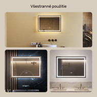 70x50 cm Kúpeľňové zrkadlo s podsvietením 70x50cm s dvojfarebným podsvietením, dotykovým vypínačom, vyhrievanou podložkou