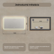 120x70 cm Obdĺžnikové osvetlené zrkadlo do kúpeľne 120x70cm s dotykovým vypínačom, teplá farba 3000K