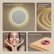 80x80 cm Kruhové osvetlené zrkadlo do kúpeľne 80 cm s teplou farbou 3000K