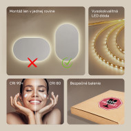 50x80 cm Kúpeľňové osvetlené zrkadlo 50x80cm s neutrálnou farbou 4500K