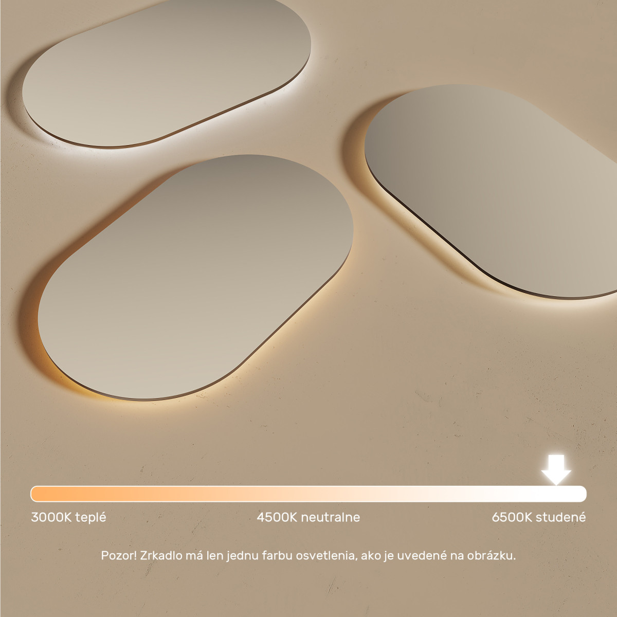 50x80 cm Kúpeľňové osvetlené zrkadlo 50x80cm s studenou farbou LED 7000K