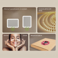 80x60 cm Zaoblené zrkadlo do kúpeľne s LED osvetlením, 80x60cm, Dvojfarebné, Dotykový vypínač