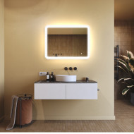 80x60 cm Zaoblené zrkadlo do kúpeľne s LED osvetlením, 80x60cm, Dvojfarebné, Dotykový vypínač