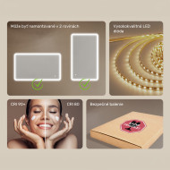 120x70 cm Zaoblené zrkadlo do kúpeľne s LED osvetlením, 120x70cm, Dvojfarebné, Dotykový vypínač