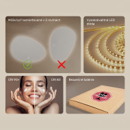 114x84 cm Nerovnomerné zrkadlo s podsvietením, 114x84cm, Dvojfarebné, Dotykový vypínač