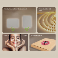 80x60 cm Zaoblené zrkadlo do kúpeľne s LED osvetlením, 80x60cm, Dvojfarebné, Dotykový vypínač