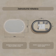 80x50 cm Podsvietené zrkadlo do kúpeľne, 80x50cm, Dvojfarebné, Dotykový vypínač