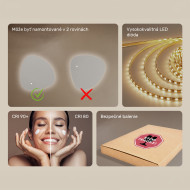 64x64 cm Nerovnomerné zrkadlo s podsvietením, 64x64cm, Dvojfarebné, Dotykový vypínač