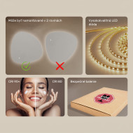 94x94 cm Kúpeľňové zrkadlo s osvetlením, 94x94cm, Dvojfarebné, Dotykový vypínač