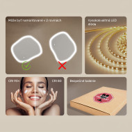 74x64 cm Kúpeľňové zrkadlo s osvetlením, 74x64cm, dvojfarebné, dotykový vypínač