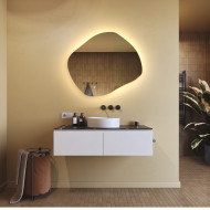 74x64 cm Kúpeľňové zrkadlo s osvetlením, 74x64cm, dvojfarebné, dotykový vypínač