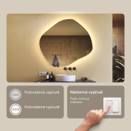 104x94 cm Kúpeľňové zrkadlo s osvetlením, 104x94cm, dvojfarebné, dotykový vypínač