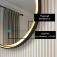 60 cm okrúhle zrkadlo v kovovom ráme s LED osvetlením