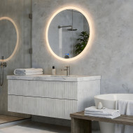 Okrúhle kúpeľňové zrkadlo s LED osvetlením 60 cm, Dual Color, dotykovým vypínačom a vyhrievacou podložkou