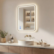 Zaoblené zrkadlo s LED podsvietením – 60x80/80x60 cm v zlatom hliníkovom ráme