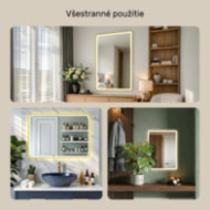 Zaoblené zrkadlo s LED podsvietením – 100x70/70x100 cm v zlatom hliníkovom ráme
